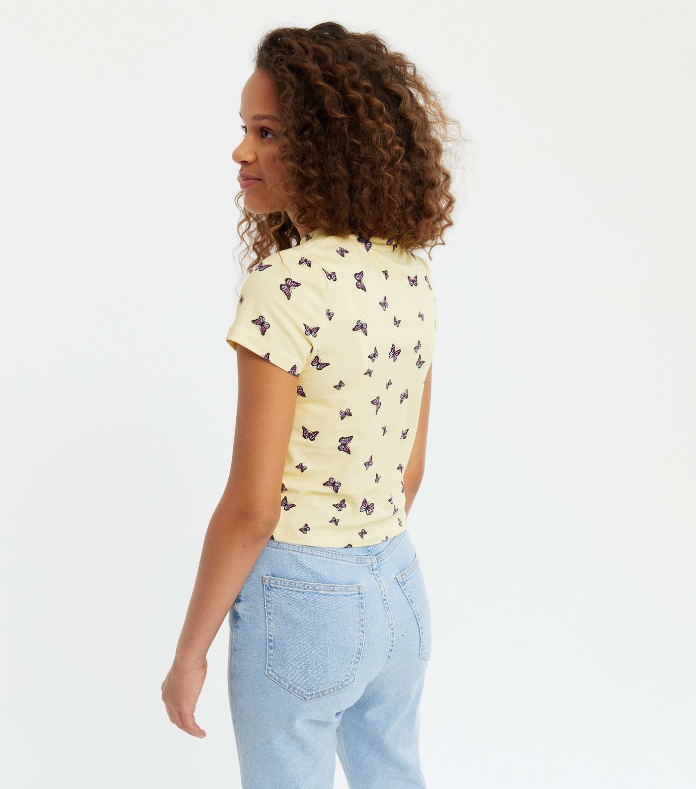 Girls Yellow Butterfly Twist Front T-Shirt Image 3
