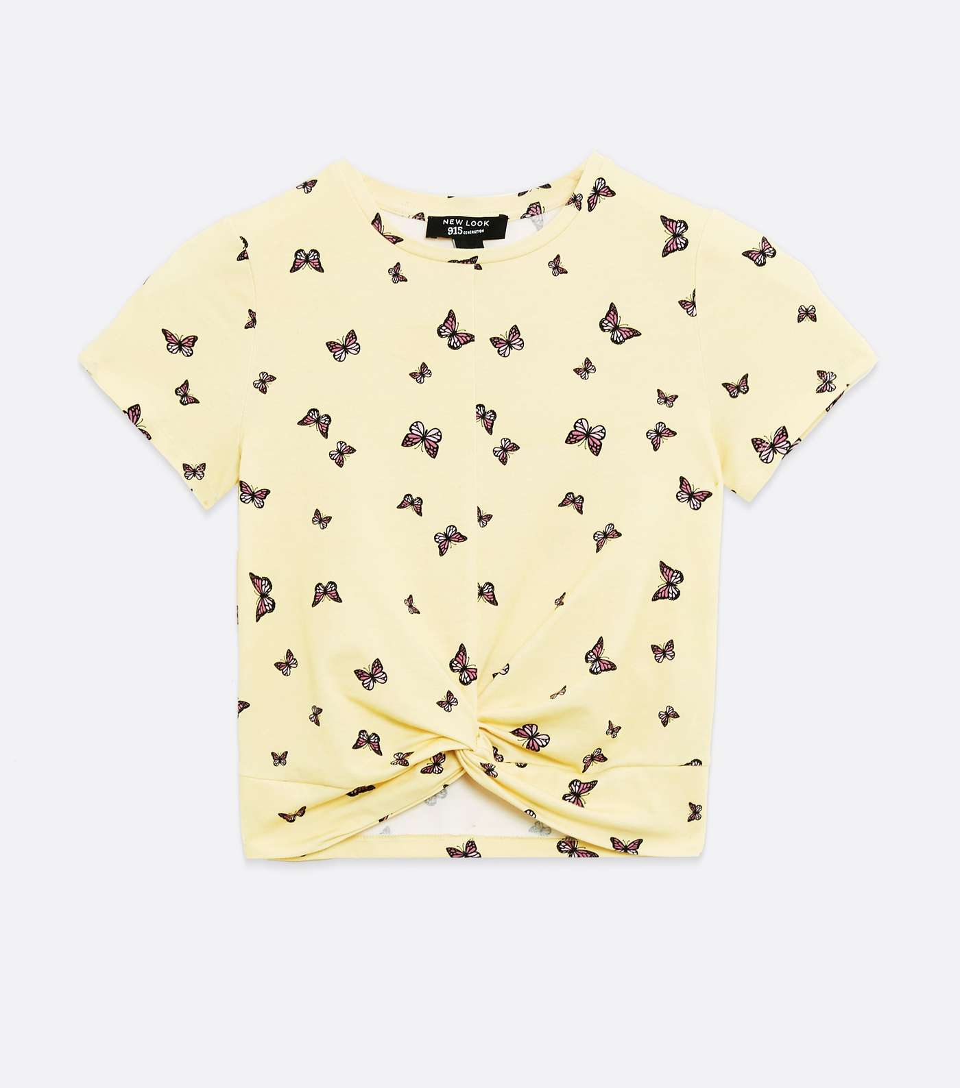 Girls Yellow Butterfly Twist Front T-Shirt Image 5