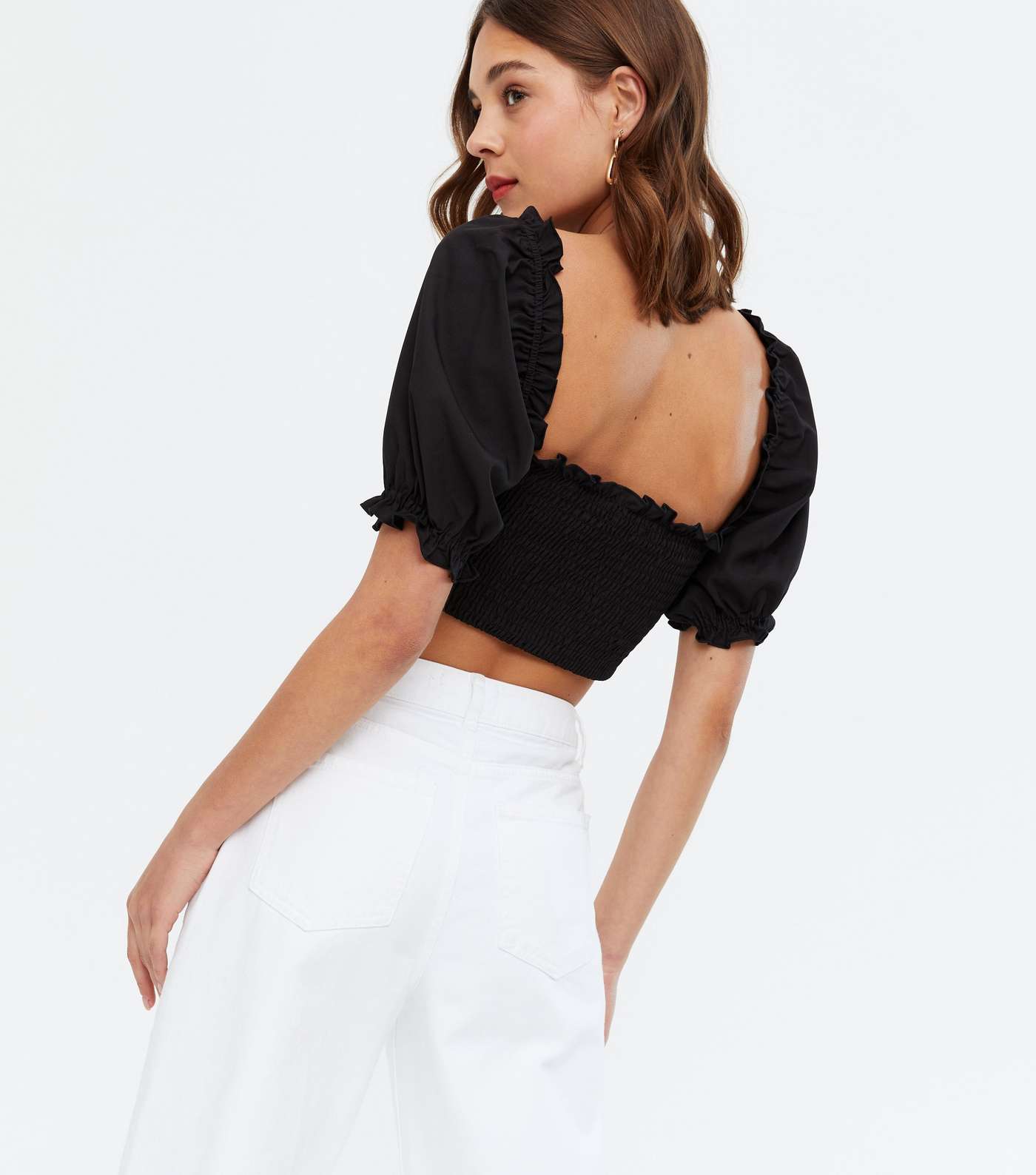Urban Bliss Black Tie Front Shirred Top Image 4