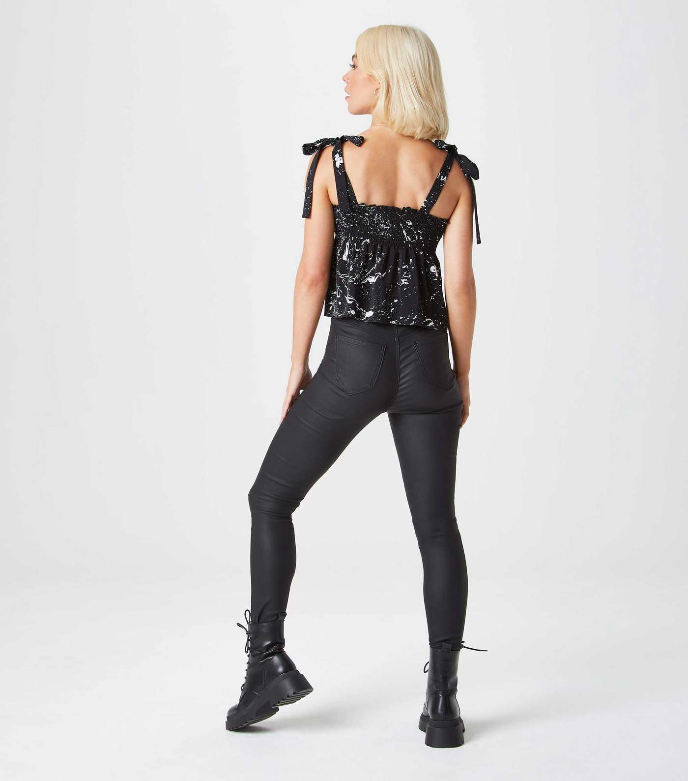 Urban Bliss Black Leather-Look High Waist Skinny Jeans  Image 3