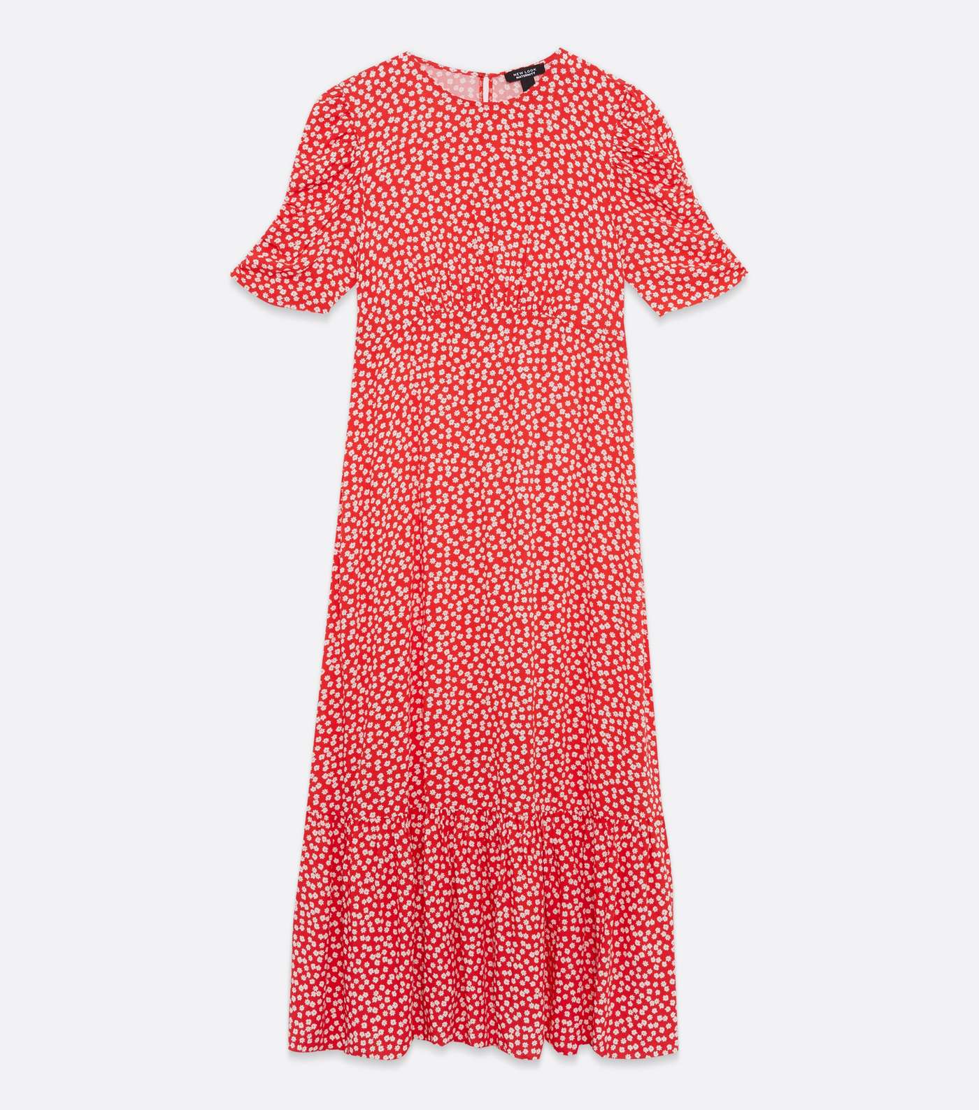 Maternity Red Ditsy Floral Tie Back Midi Dress Image 5