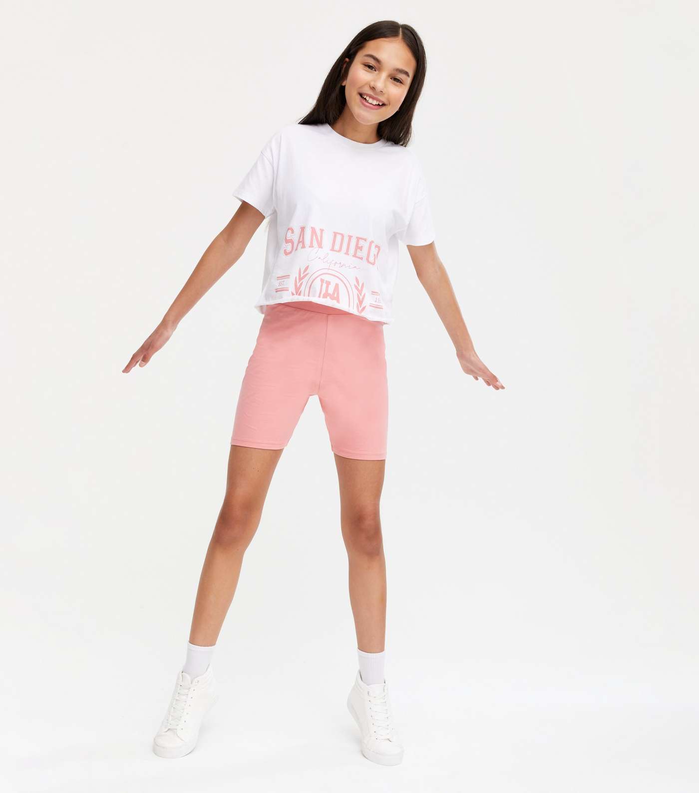 Girls Pink San Diego T-Shirt and Cycling Shorts Set