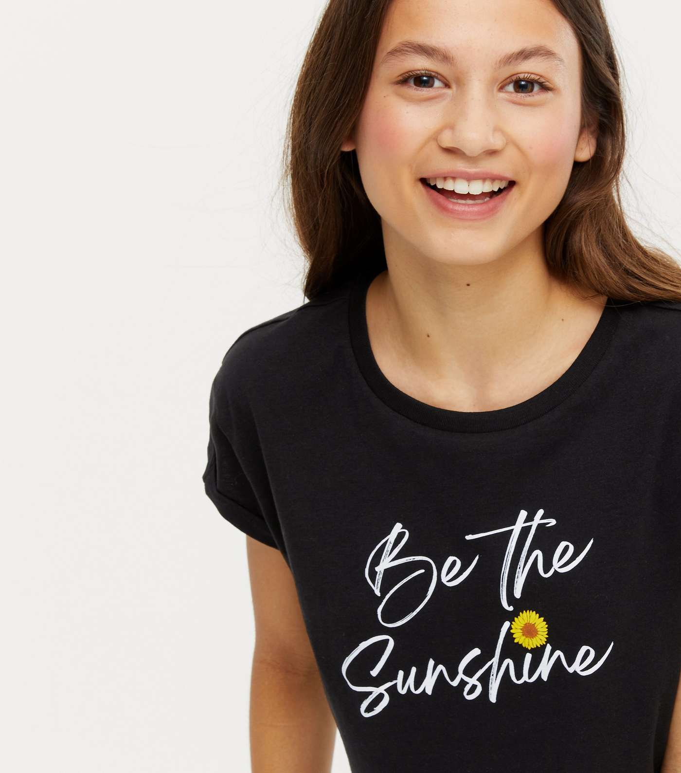 Girls Black Be The Sunshine Logo T-Shirt Image 3