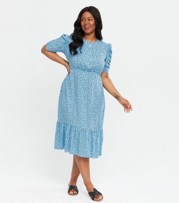 new look blue spot dress