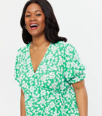 Floral ruffle wrap dress hotsell