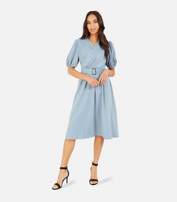 new look puff sleeve midi dress