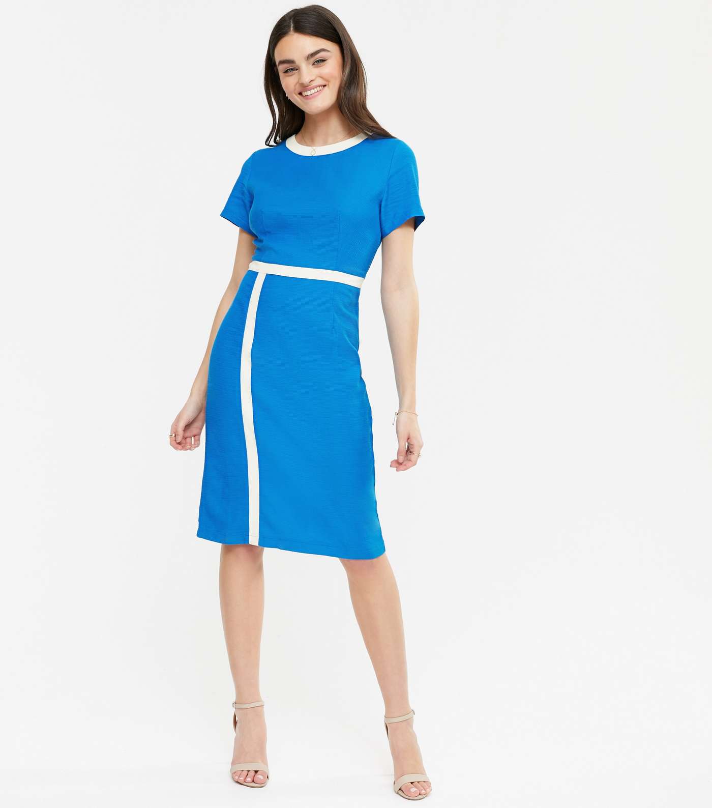 Yumi Bright Blue Textured Bodycon Dress Image 2