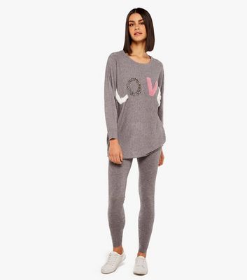 Apricot Pale Grey Soft Knit Leggings 