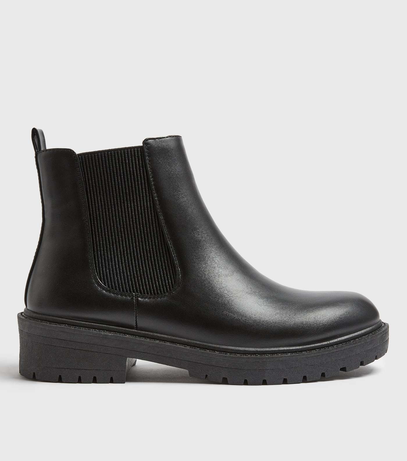 Black Chunky Cleated Chelsea Boots