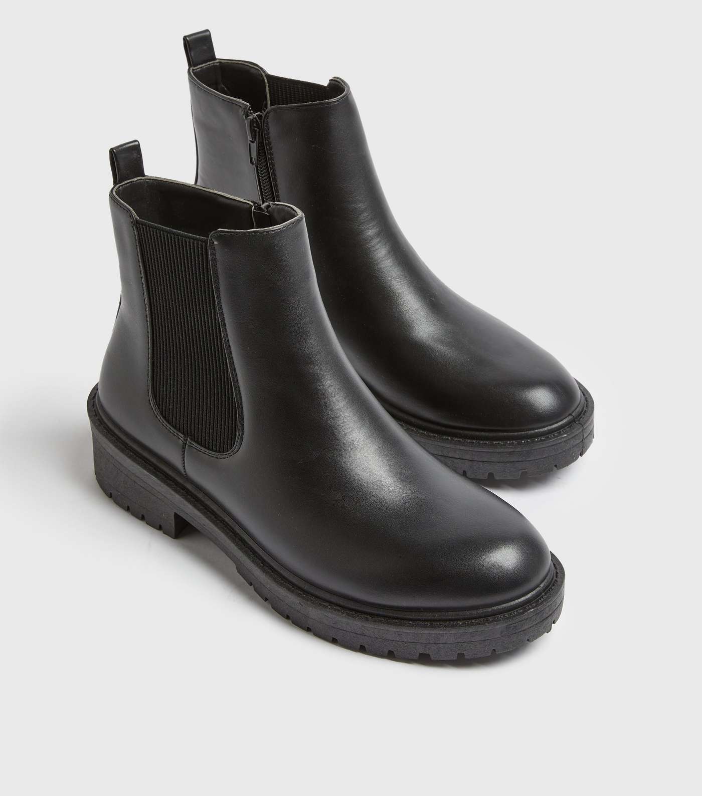 Black Chunky Cleated Chelsea Boots Image 3