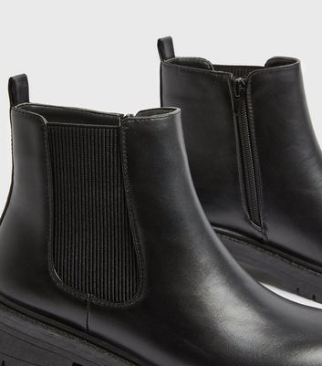 Black Chunky Cleated Chelsea Boots 