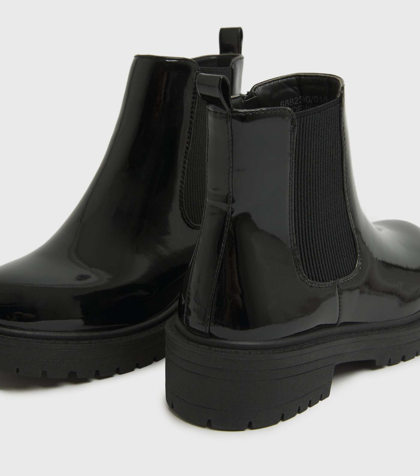 Black Patent Chunky Chelsea Boots Image 4