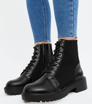 black knit boots
