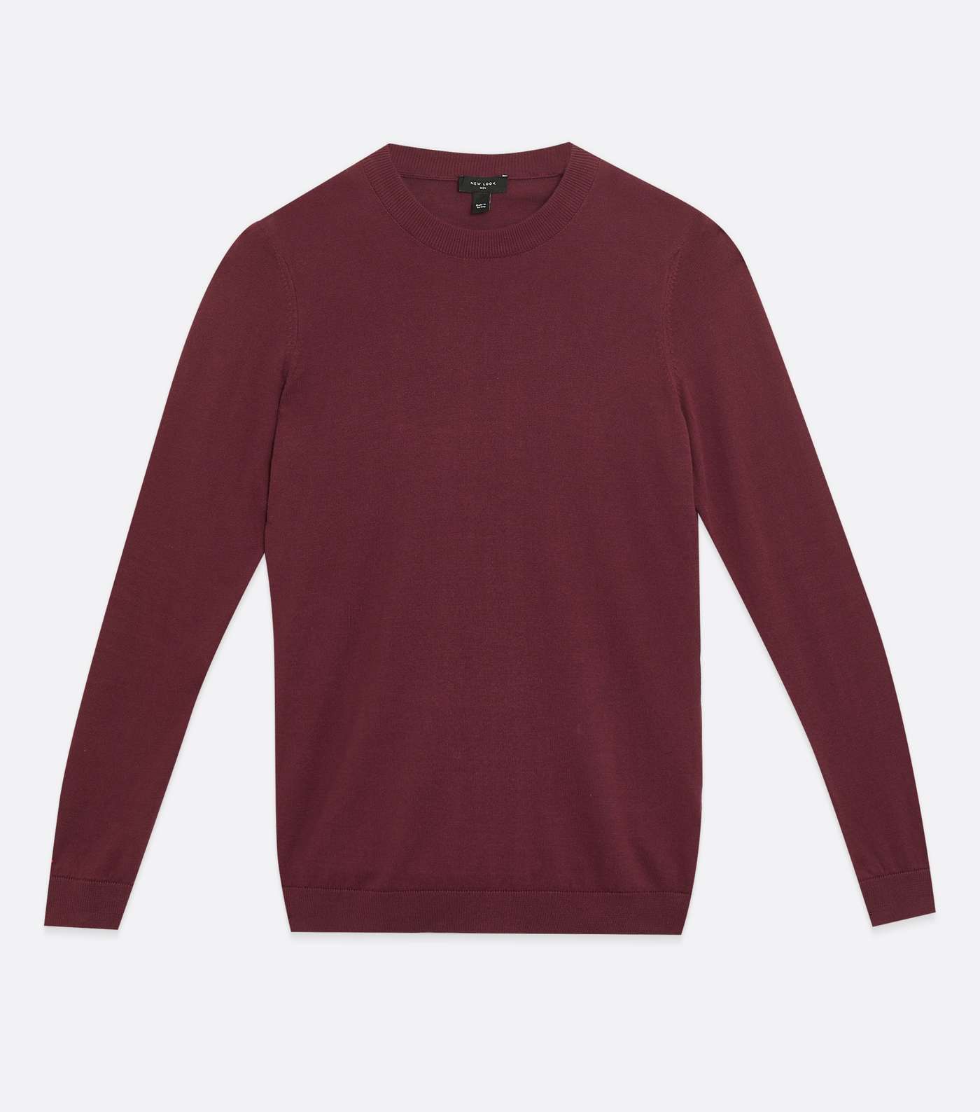 Burgundy Fine Knit Muscle Fit Crew Jumper Image 5