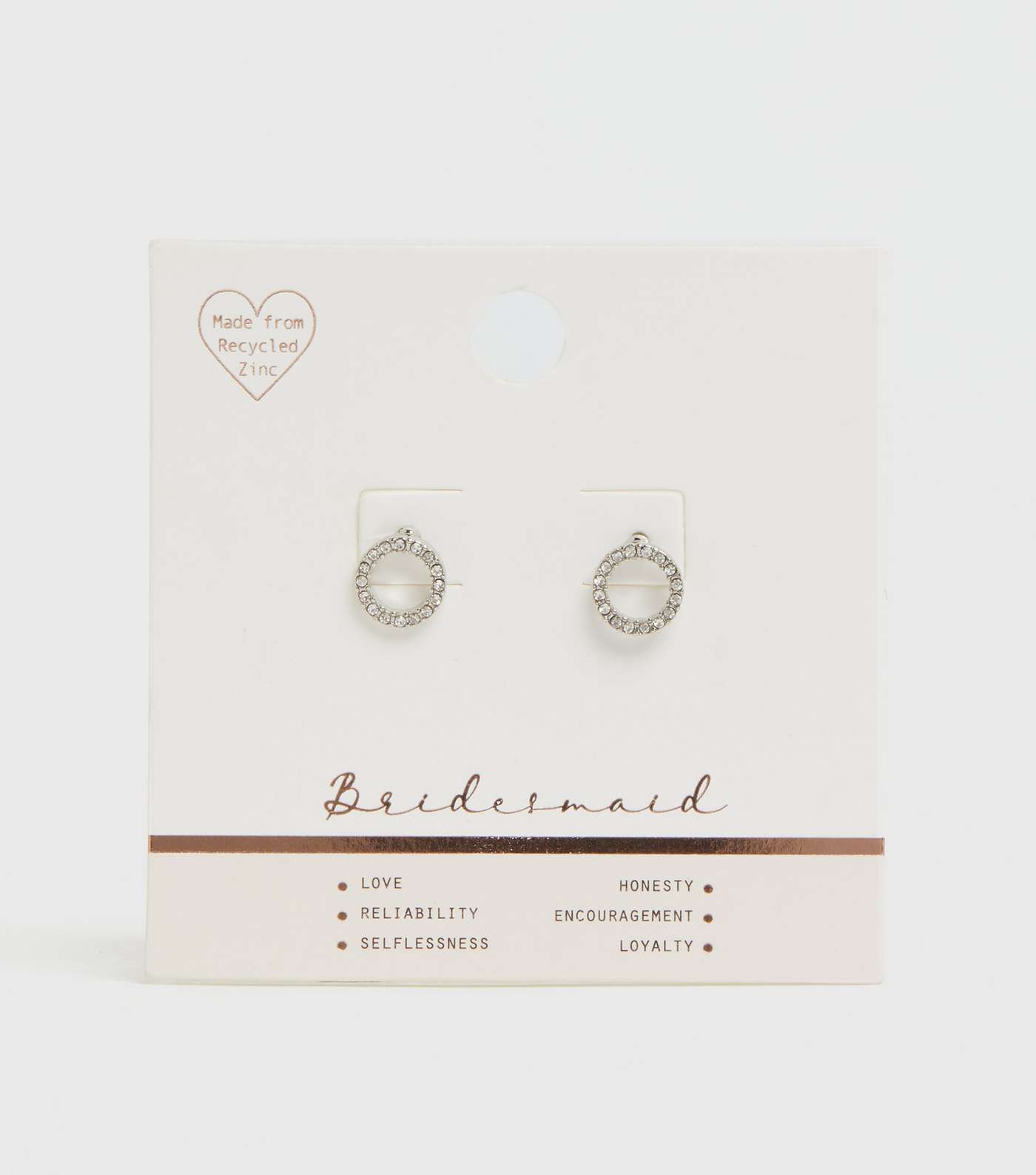 Silver Bridesmaid Diamanté Circle Earrings