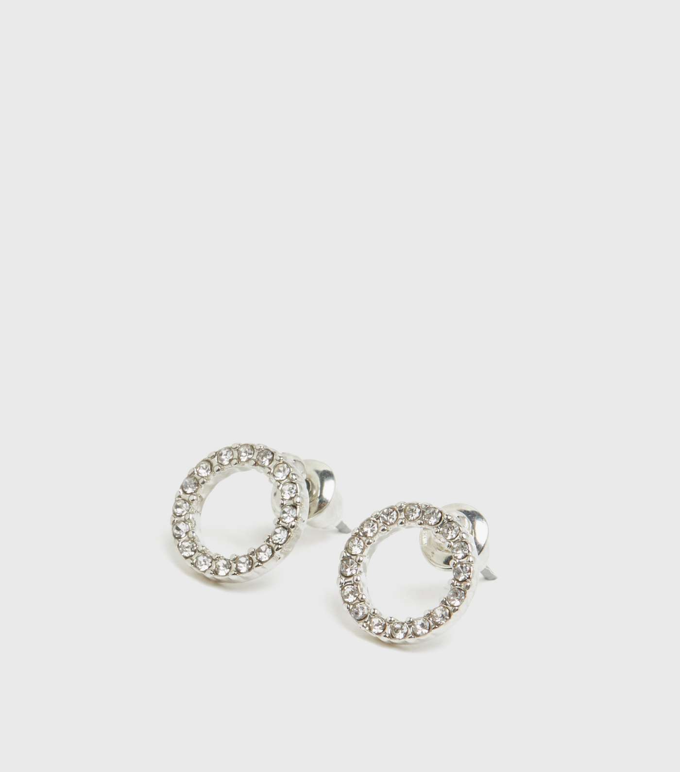 Silver Bridesmaid Diamanté Circle Earrings Image 3