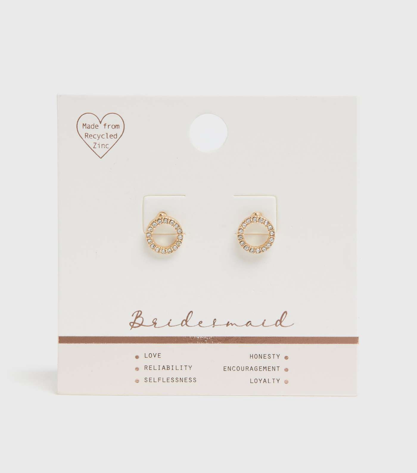 Gold Bridesmaid Diamanté Circle Earrings