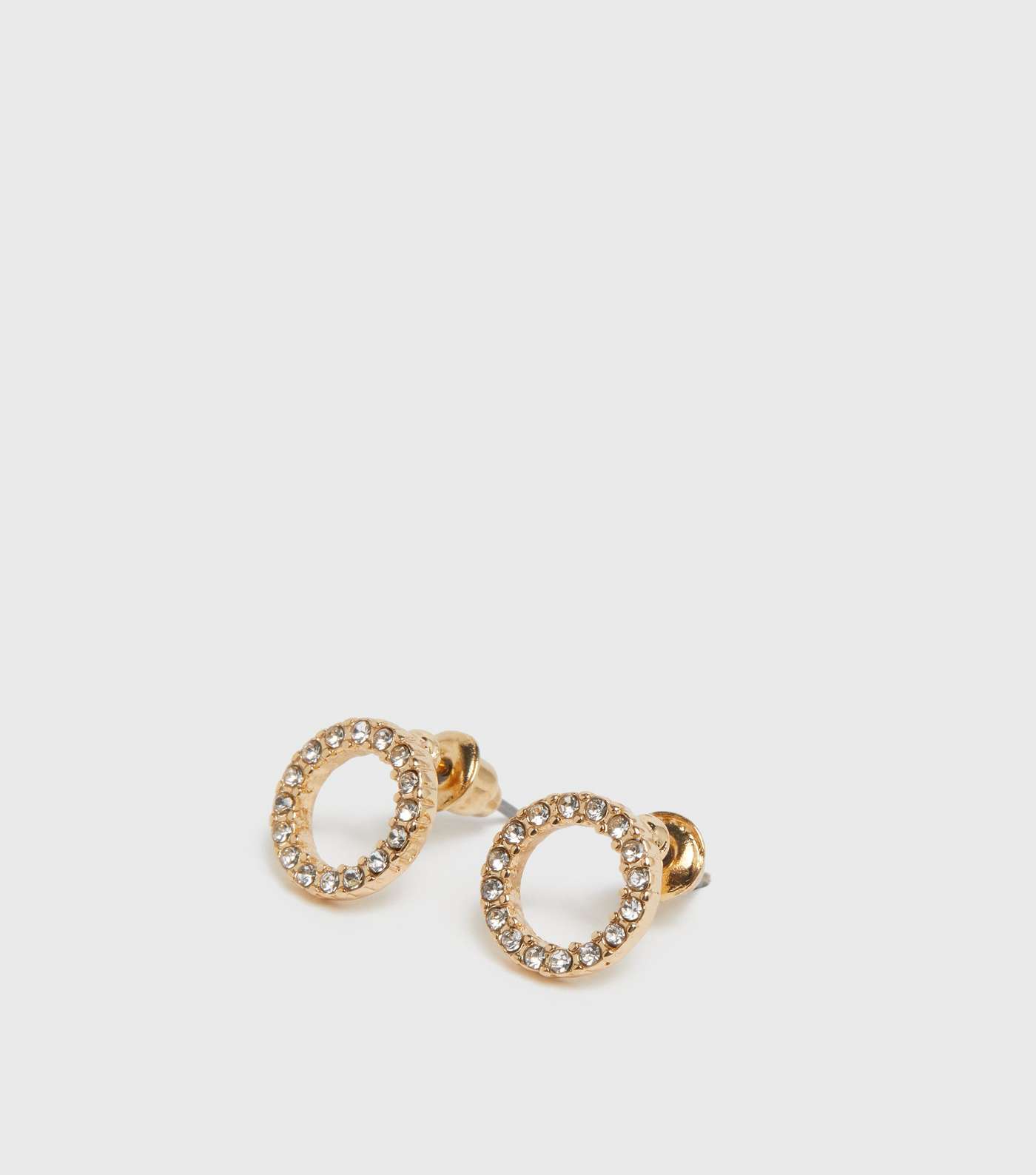 Gold Bridesmaid Diamanté Circle Earrings Image 3
