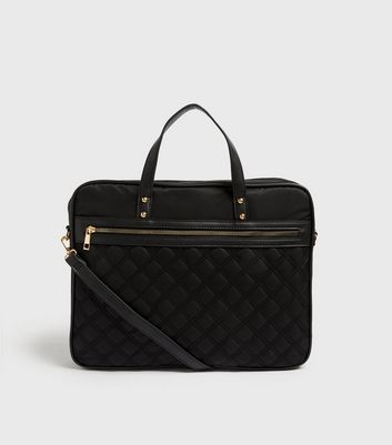 Black quilted laptop on sale bag