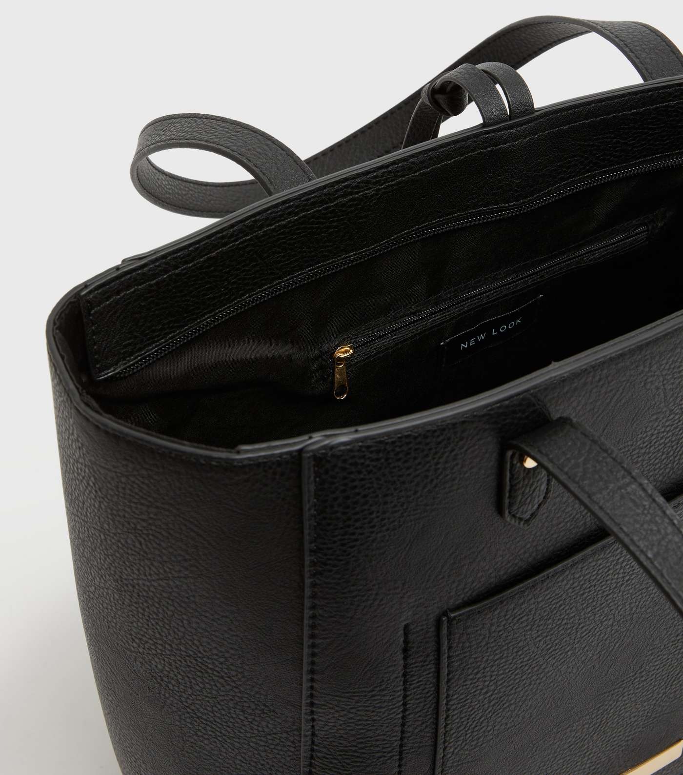 Black Leather-Look Tassel Trim Tote Bag Image 4