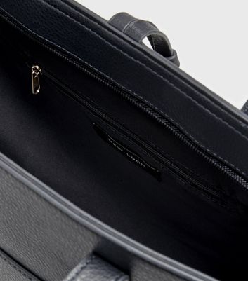 Navy Leather Look Tassel Trim Tote Bag New Look