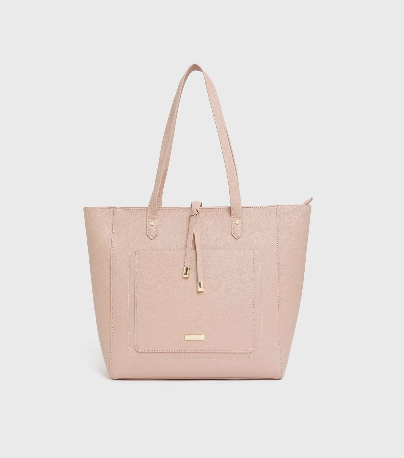 Mid Pink Leather-Look Tassel Trim Tote Bag