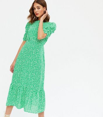 new look green ditsy floral dress