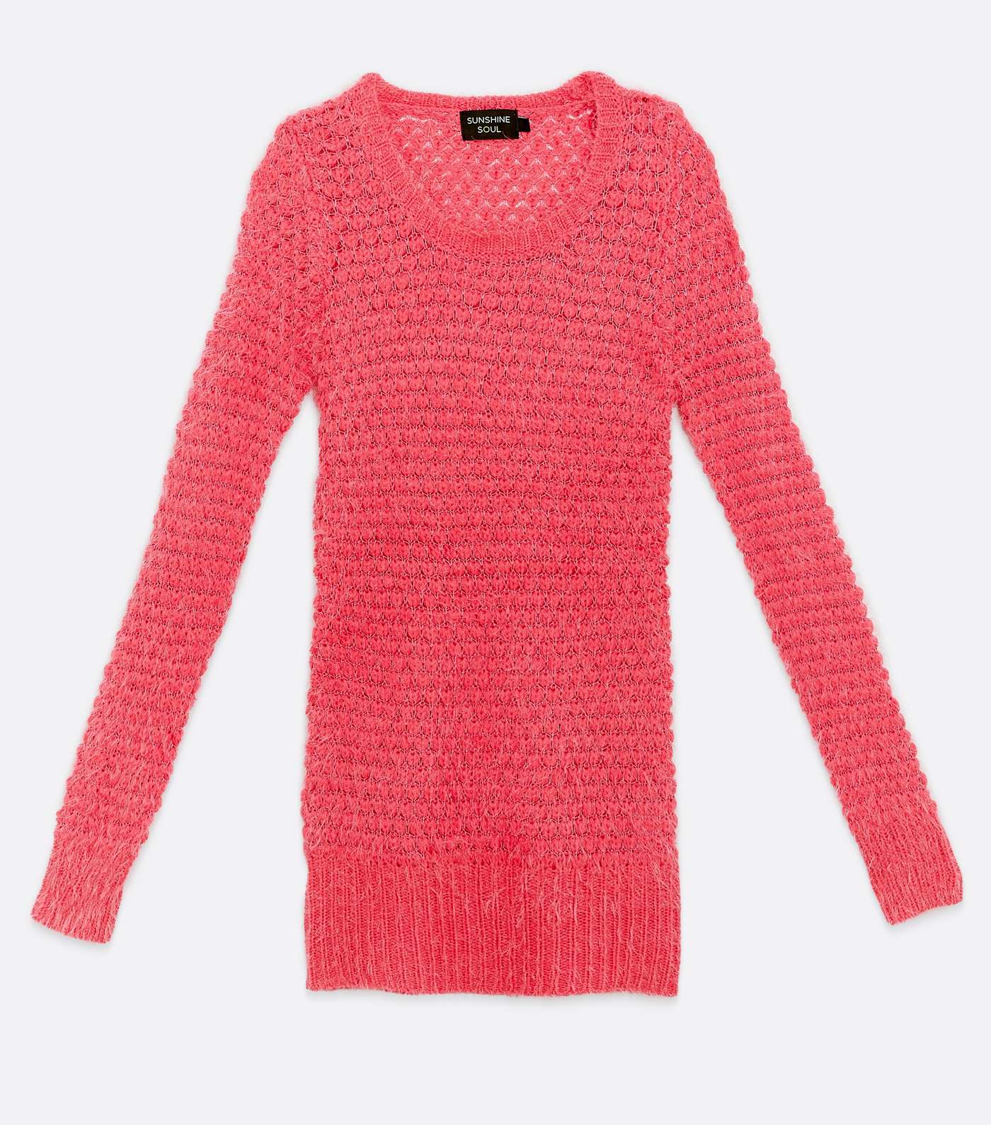 Sunshine Soul Deep Pink Fluffy Mesh Knit Jumper Image 5
