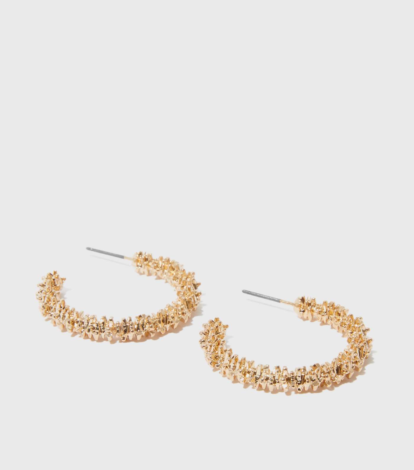 Gold Textured Thick Hoop Earrings