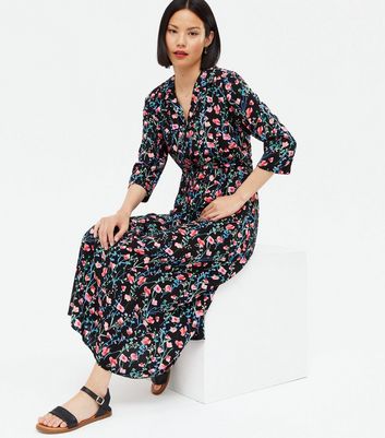 floral midi shirt dress