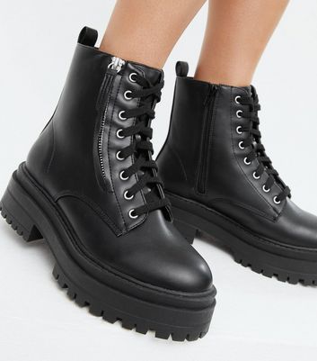 solid lace up boots