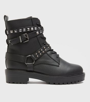 Black biker clearance boots new look