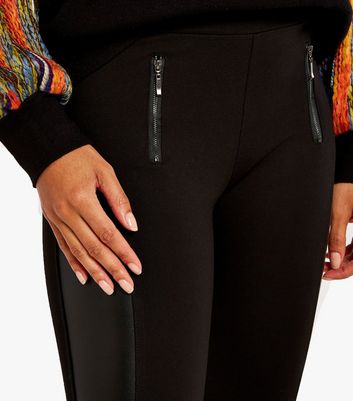 FSP0436-Leatherette trim leggings - Face Off Australia