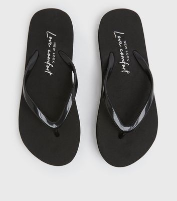 Girls Black Chunky Flip Flops New Look