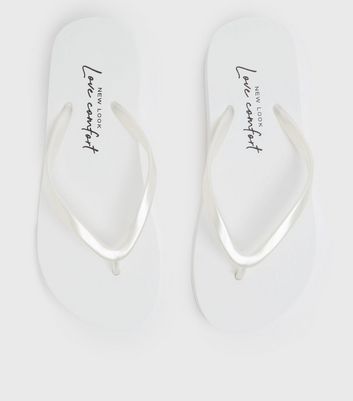 Girls White Chunky Flip Flops