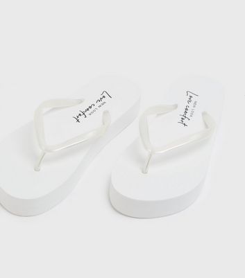 Girls White Chunky Flip Flops