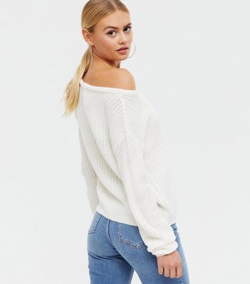 AX Paris Cream Off Shoulder Jumper New Look