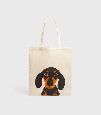 Cream Sausage Dog Canvas Tote Bag | New Look