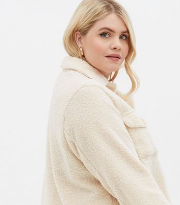 Click to view product details and reviews for Curves Cream Teddy Pocket Front Shacket New Look.