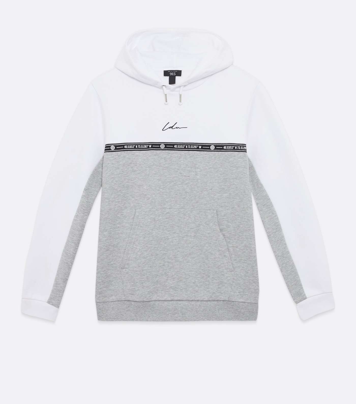 Boys White LDN Embroidered Colour Block Hoodie Image 5