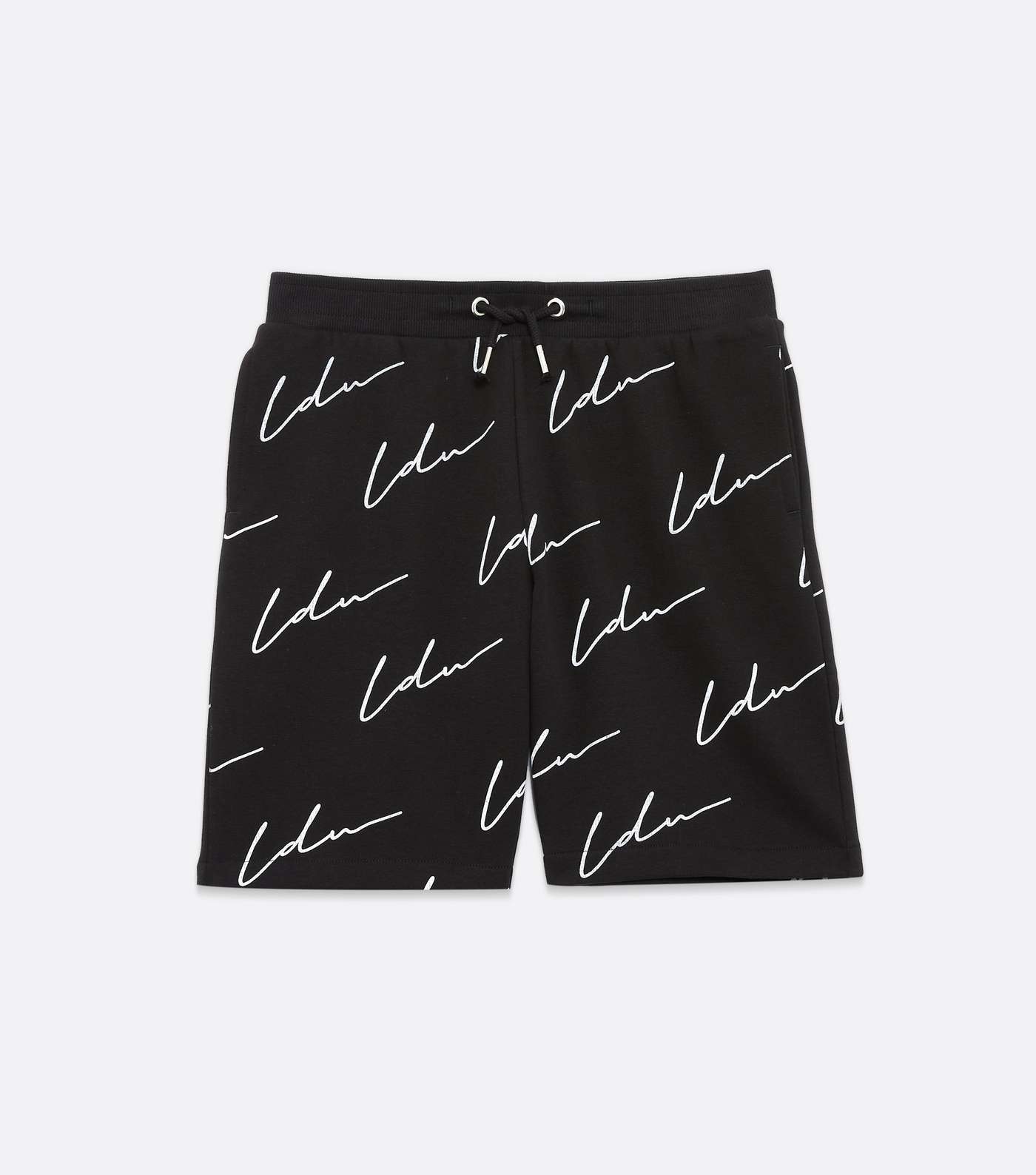 Boys Black LDN Logo Tie Waist Shorts Image 5