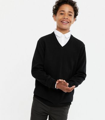 Boys black v neck jumper hotsell