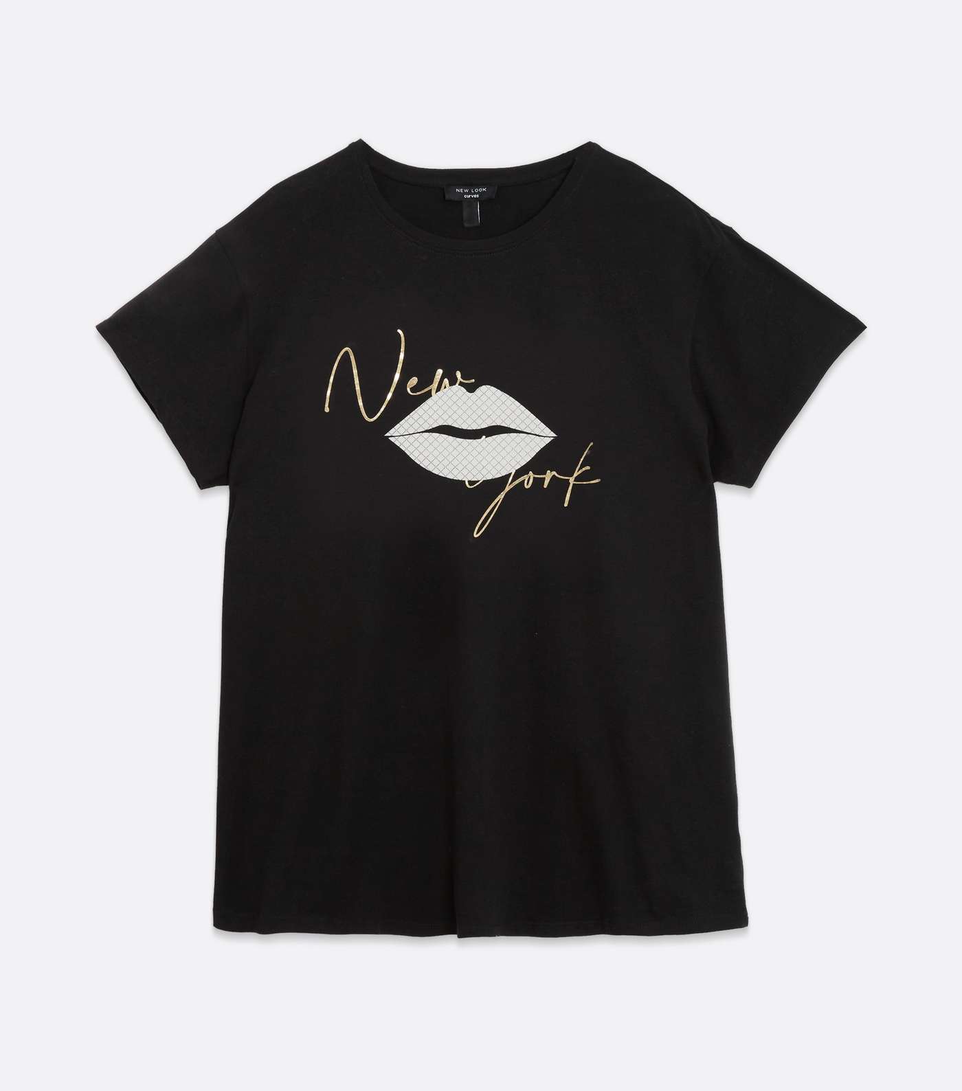 Curves Black New York Lips Logo T-Shirt Image 5