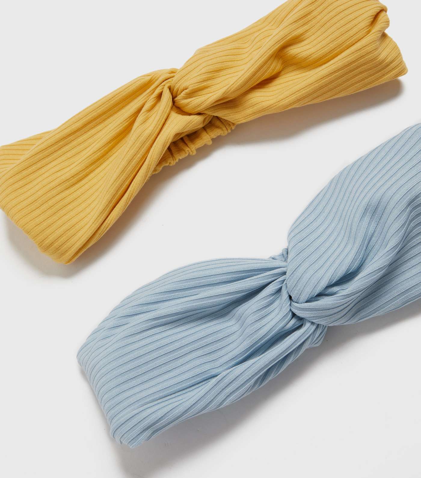 Girls 2 Pack Yellow and Blue Ribbed Twist Headbands Image 2