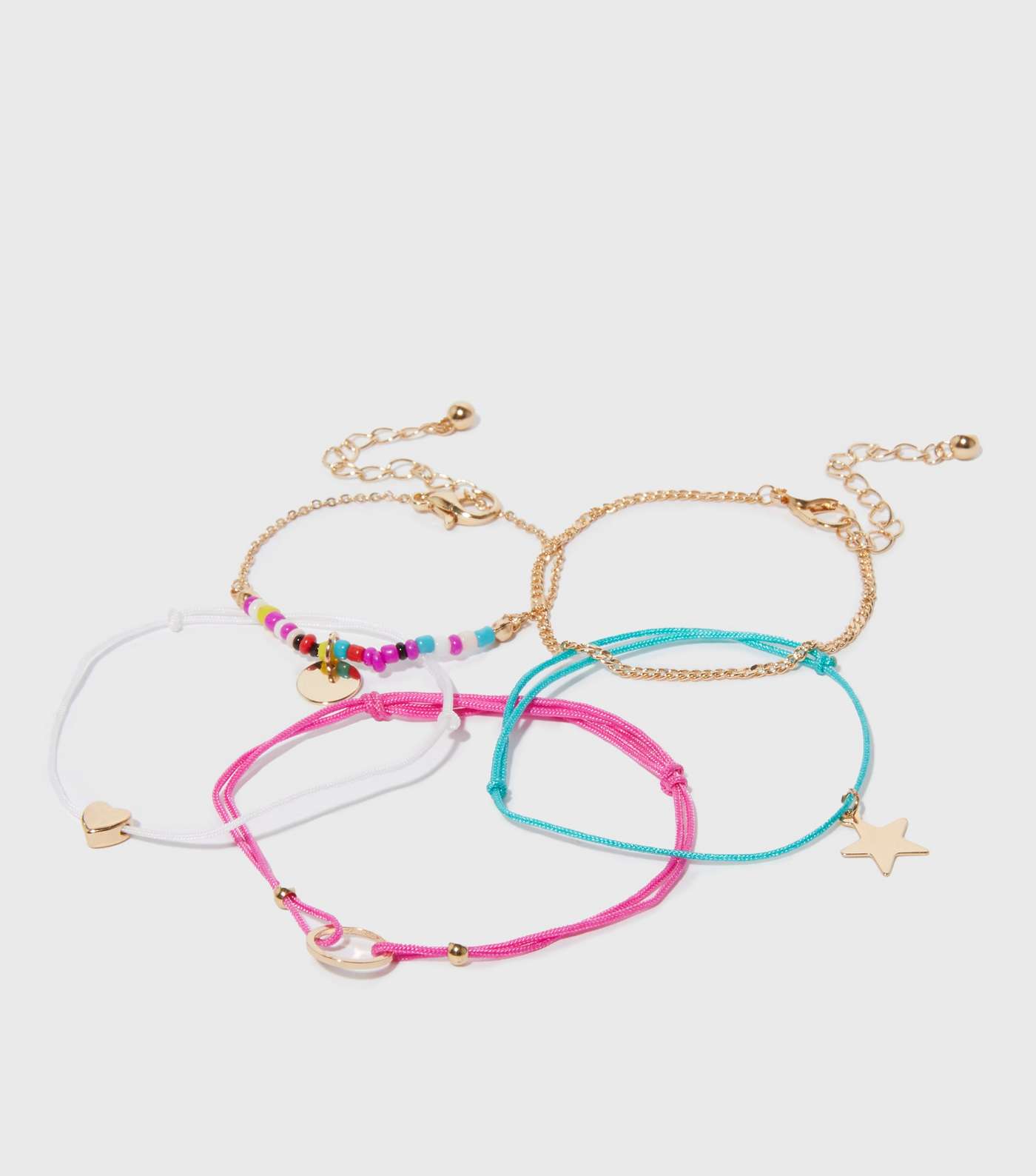 Girls 5 Pack Multicoloured Charm Friendship Bracelets