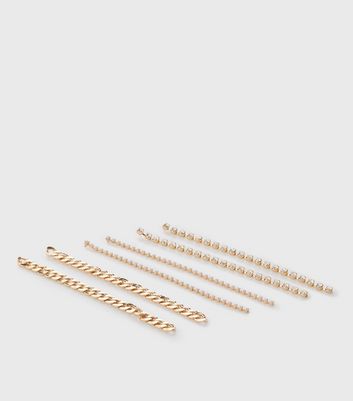 Damen Accessoires 3 Pack Gold Diamanté Chain Drop Earrings