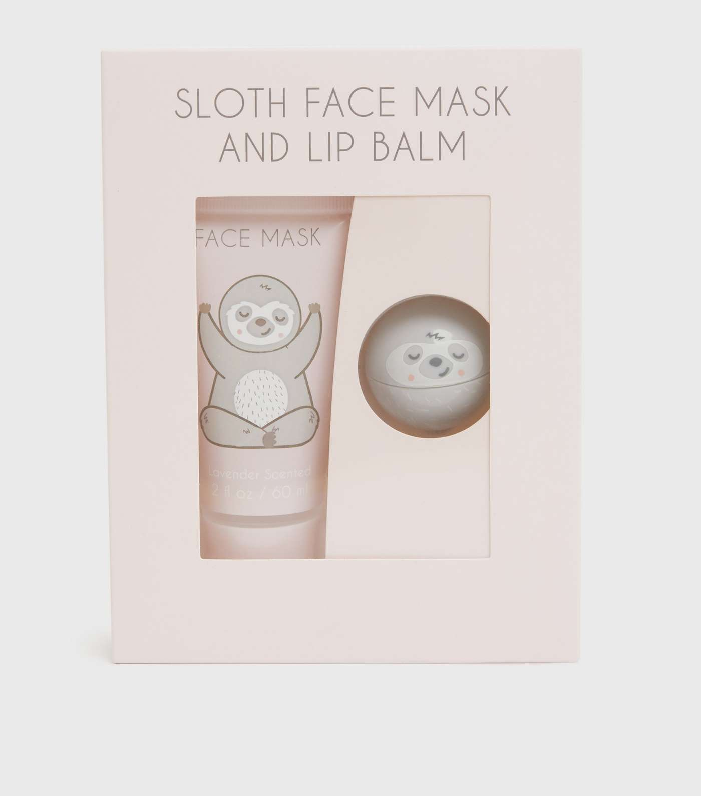 Girls Pale Pink Sloth Face Mask and Lip Balm Set