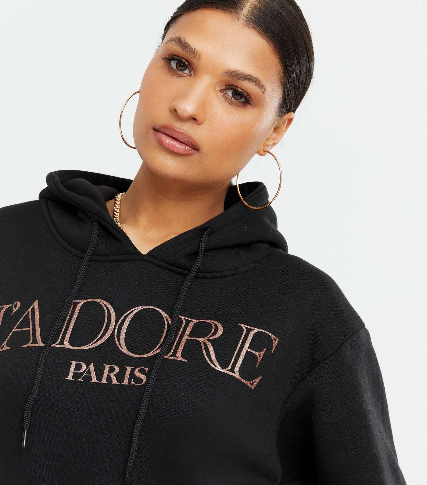 AX Paris Black J'Adore Paris Logo Oversized Hoodie Image 3