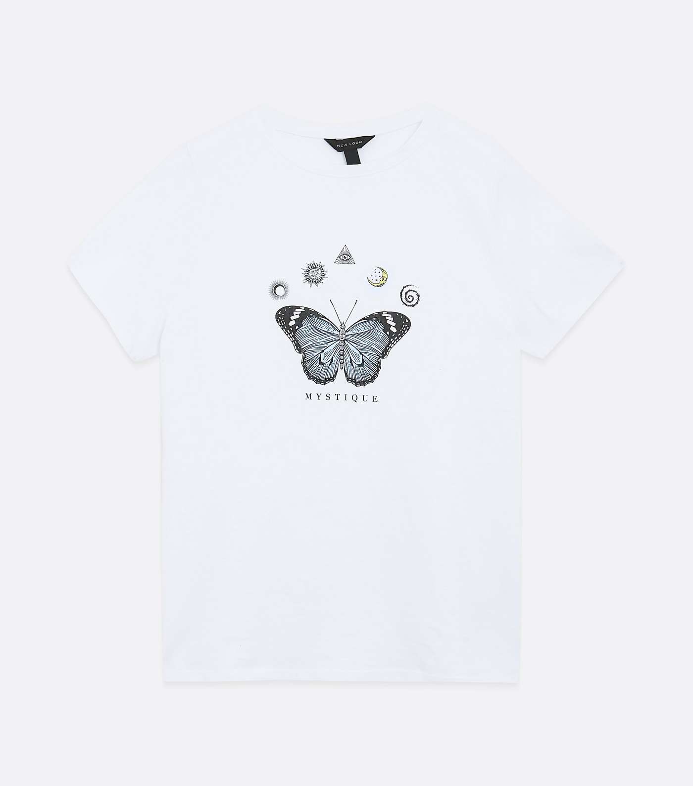 White Cosmic Butterfly Mystique Logo T-Shirt  Image 5
