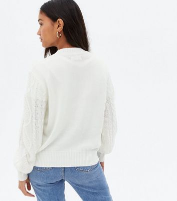 Urban Bliss White Cable Knit Jumper New Look